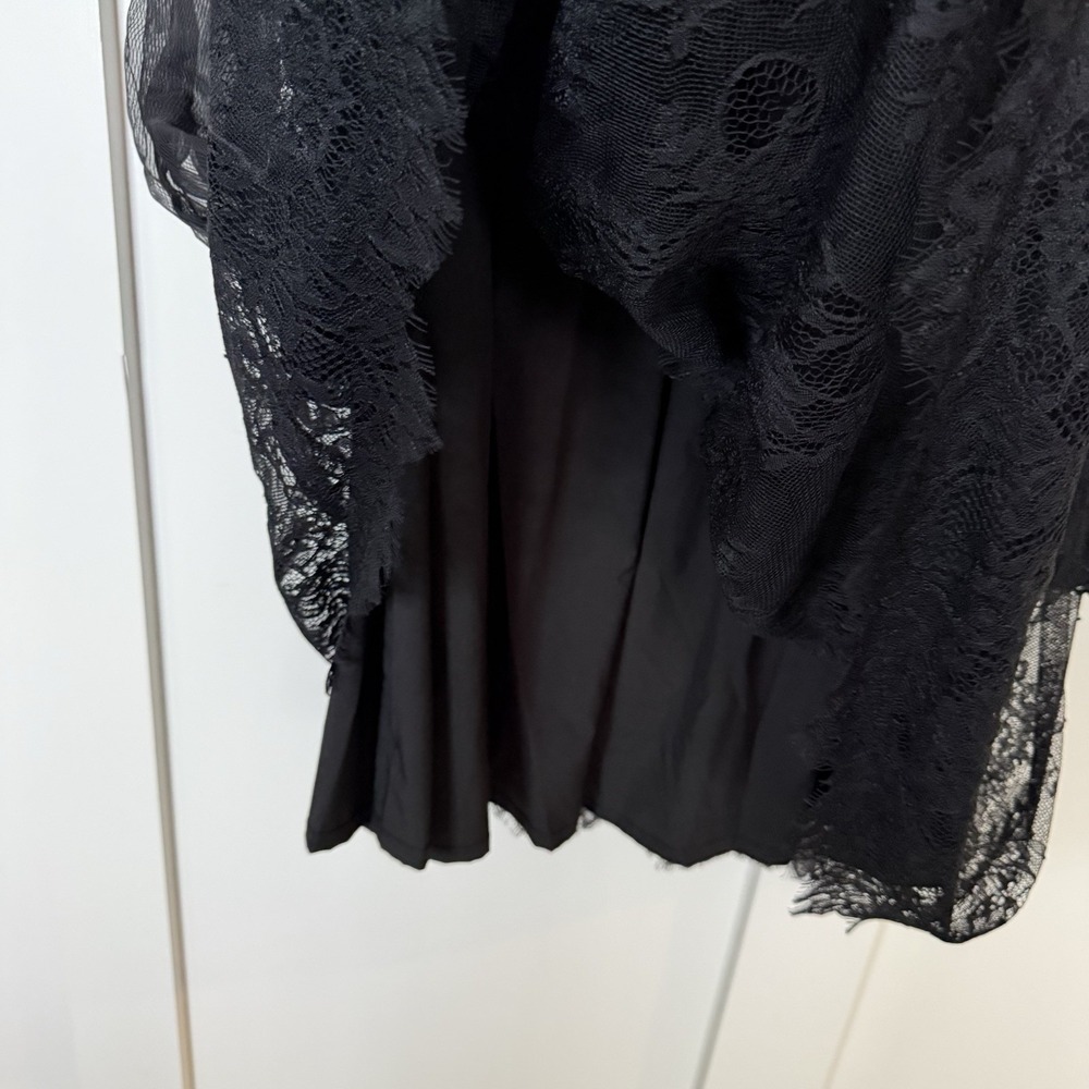 Black Lace Mini Dress Women's Medium Black Whimsigoth Grunge Steampunk Witchy - Picture 5 of 9